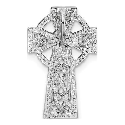 14K White Gold Celtic Cross Omega Slide Pendant – view 4