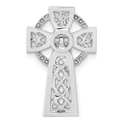 14K White Gold Celtic Cross Omega Slide Pendant