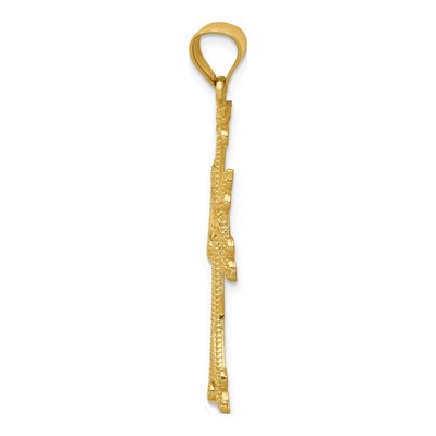 14K Yellow Gold Diamond-Cut Fancy Cross Pendant – view 3