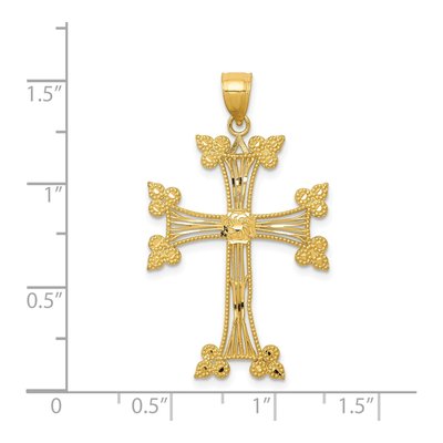 14K Yellow Gold Diamond-Cut Fancy Cross Pendant – view 4