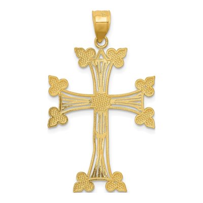 14K Yellow Gold Diamond-Cut Fancy Cross Pendant – view 5