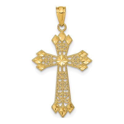 14K Yellow Gold Filigree Cross Pendant