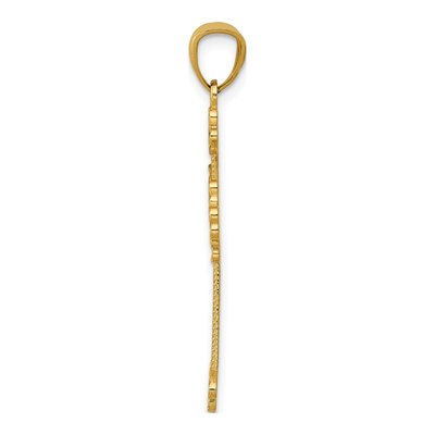 14K Yellow Gold Filigree Hearts Cross Pendant – view 3