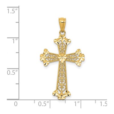 14K Yellow Gold Filigree Hearts Cross Pendant – view 4