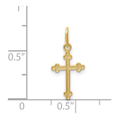 14K Yellow Gold Small Budded Cross Charm – view 4