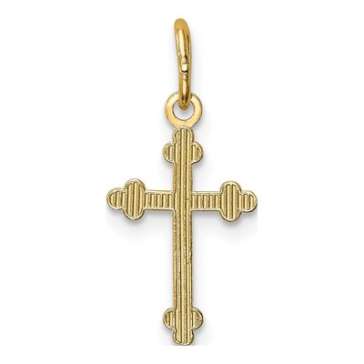 14K Yellow Gold Small Budded Cross Charm – view 5