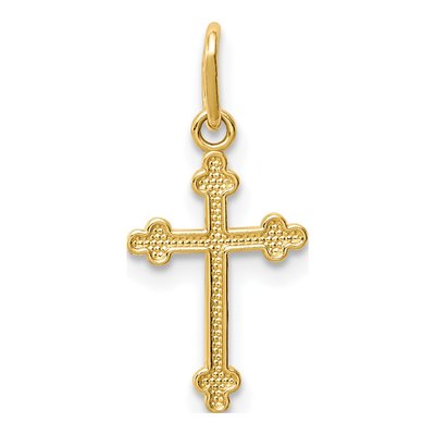 14K Yellow Gold Small Budded Cross Charm