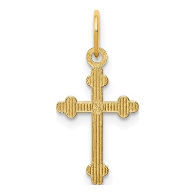 14K Yellow Gold Small Budded Cross Pendant – view 4