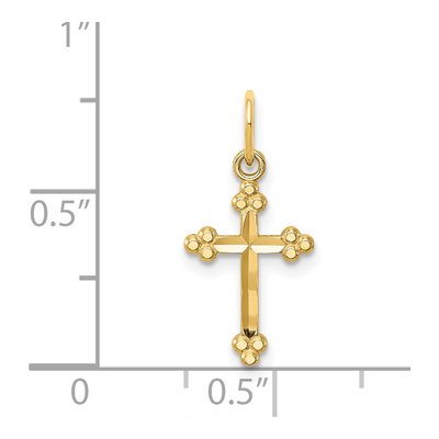 14K Yellow Gold Small Budded Cross Pendant – view 5