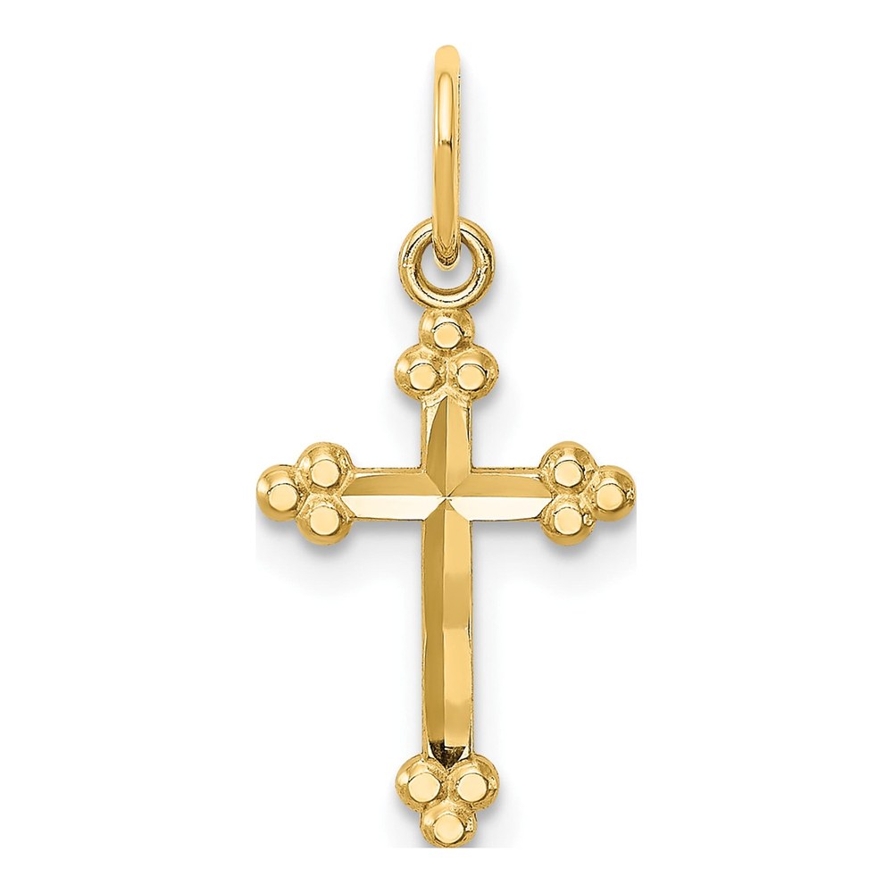 14K Yellow Gold Small Budded Cross Pendant