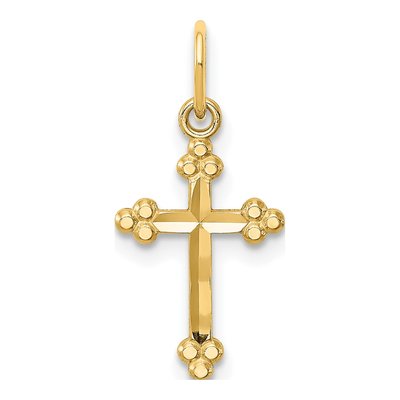 14K Yellow Gold Small Budded Cross Pendant