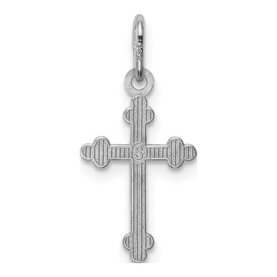 14K White Gold Diamond-Cut Budded Cross Charm – view 5
