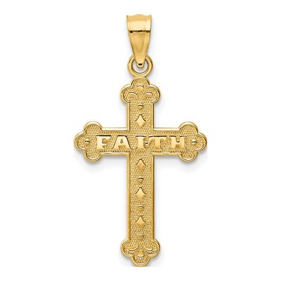 14K Yellow Gold Faith Cross Pendant