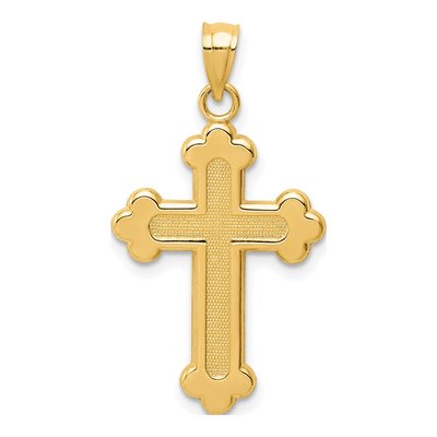 14K Yellow Gold Budded Cross Pendant