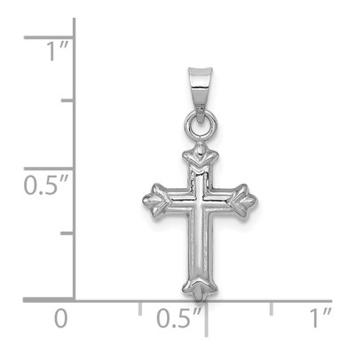 14K White Gold Fleur de Lis Hollow Cross Charm – view 4