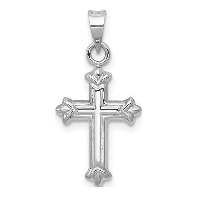 14K White Gold Fleur de Lis Hollow Cross Charm – view 5
