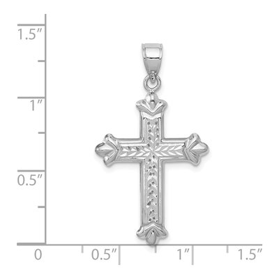14K White Gold Reversible Diamond-Cut Cross Pendant – view 4