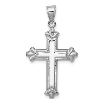 14K White Gold Reversible Diamond-Cut Cross Pendant – view 5
