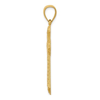 14K Yellow Gold Diamond-Cut Budded Cross Pendant – view 3