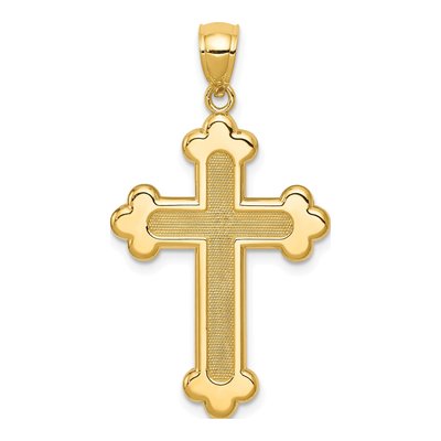14K Yellow Gold Budded Cross Pendant