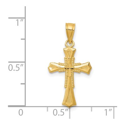 14K Yellow Gold Diamond-Cut Cross Pendant – view 4