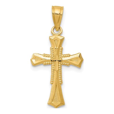 14K Yellow Gold Diamond-Cut Cross Pendant