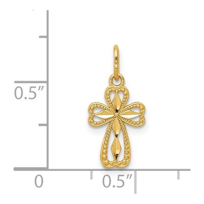 14K Yellow Gold Small Diamond-Cut Cross Pendant – view 4