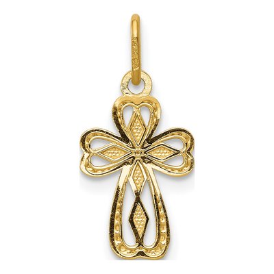 14K Yellow Gold Small Diamond-Cut Cross Pendant – view 5