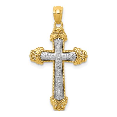 14K Two-Tone Gold Cross Pendant