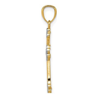 14K Yellow Gold Diamond-Cut Filigree Cross Pendant – view 3