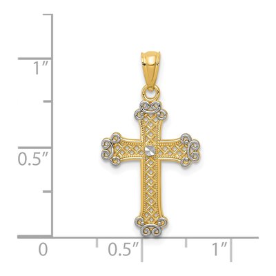 14K Yellow Gold Diamond-Cut Filigree Cross Pendant – view 4