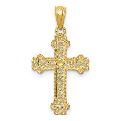 14K Yellow Gold Diamond-Cut Filigree Cross Pendant – view 5