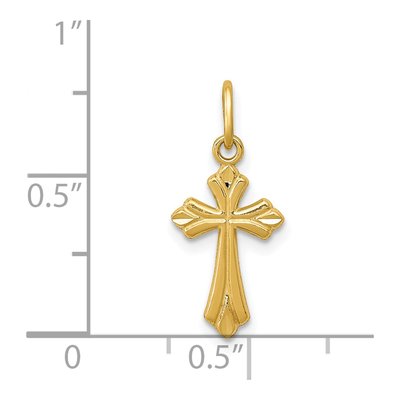 14K Yellow Gold Small Diamond-Cut Cross Charm – view 4