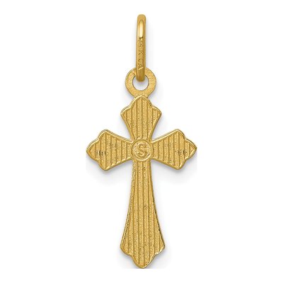 14K Yellow Gold Small Diamond-Cut Cross Charm – view 5