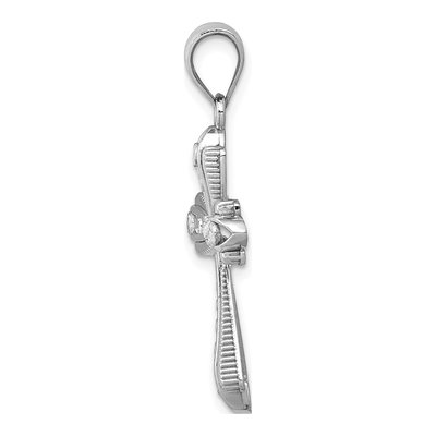 14K White Gold Diamond-Cut Fancy Cross Pendant – view 3