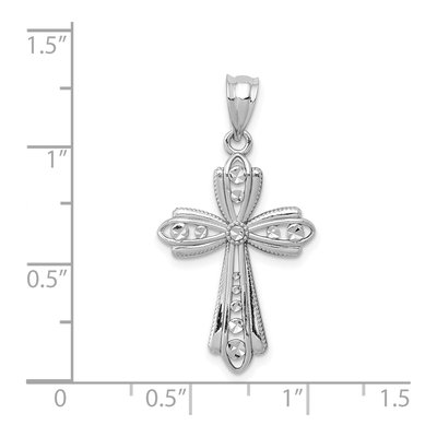 14K White Gold Diamond-Cut Fancy Cross Pendant – view 4