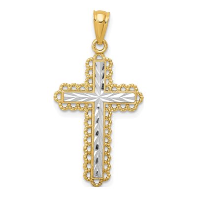 14K Yellow Gold Budded Cross Pendant