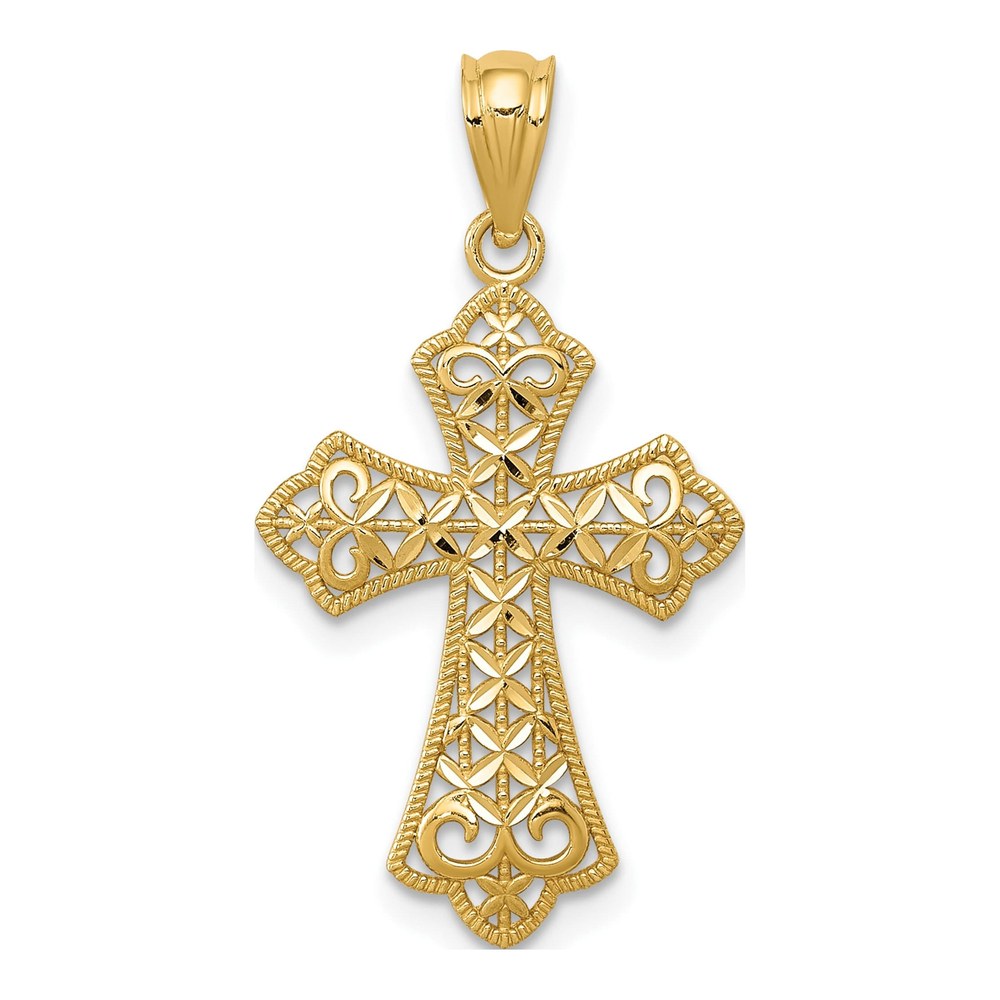 14K Yellow Gold Filigree Cross Pendant