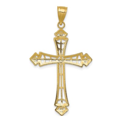 14K Yellow Gold Diamond-Cut Cross Pendant – view 5