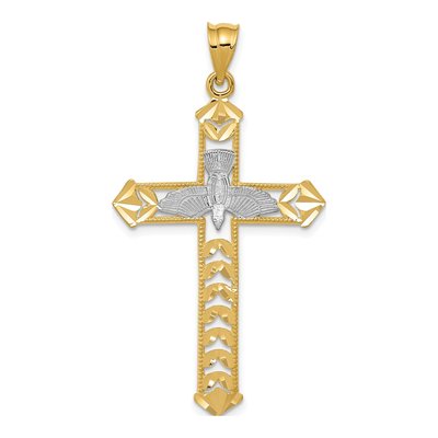 14K Yellow Gold Dove Cross Pendant