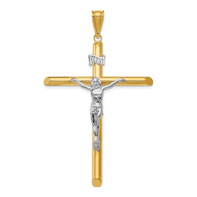 14K Two-Tone Gold Crucifix Pendant