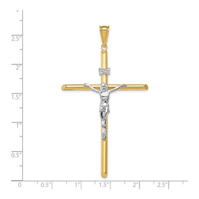 14K Two-Tone Gold INRI Crucifix Pendant – view 4