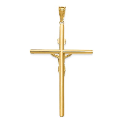 14K Two-Tone Gold INRI Crucifix Pendant – view 5
