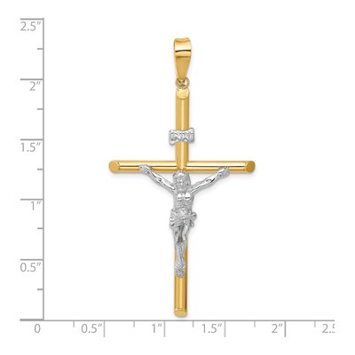 14K Two-Tone Gold INRI Crucifix Pendant – view 4