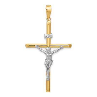 14K Two-Tone Gold INRI Crucifix Pendant