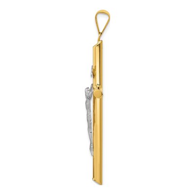 14K Two-Tone Gold INRI Crucifix Pendant – view 3