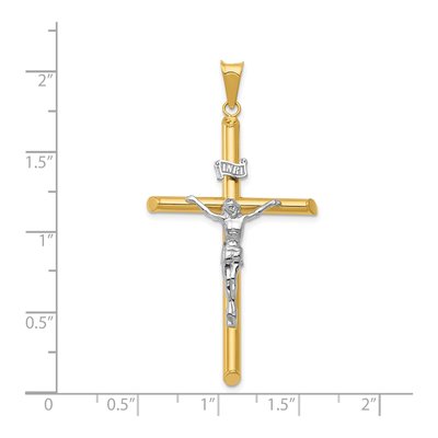 14K Two-Tone Gold INRI Crucifix Pendant – view 4