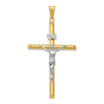14K Two-Tone Gold INRI Crucifix Pendant