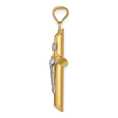 14K Two-Tone Gold INRI Crucifix Pendant – view 3