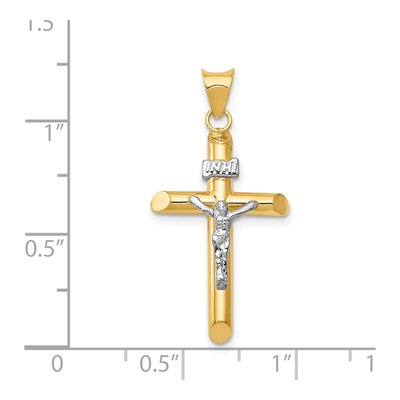 14K Two-Tone Gold INRI Crucifix Pendant – view 4